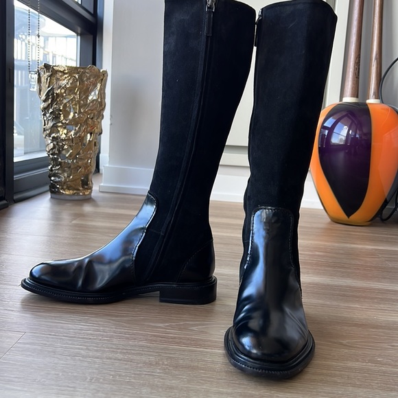 Jill Sander made in Italy leather & suede trim 8M(38) black riding boots - Picture 2 of 16